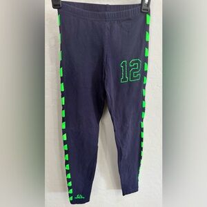 Seattle Seahawks 12th man navy & lime green leggings size small
